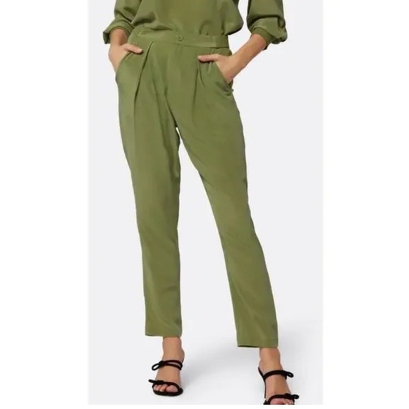 Joie Pants - Joie Salima NWT Green Silk Pant High Rise Pleaded Front Lightweight Women's 6